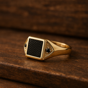 Gold Black Onyx And Diamond Ring