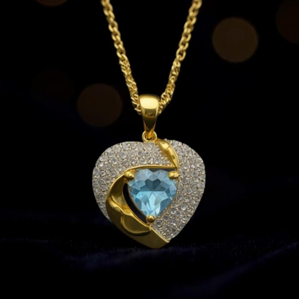 14K Yellow Gold Over Sterling Silver Heart Necklace