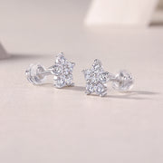 Paris Flower - Fashionable And Luxurious Diamond Jewelry Set With Moissanite S925 Sterling Silver And Platinum-plated Stud Earrings