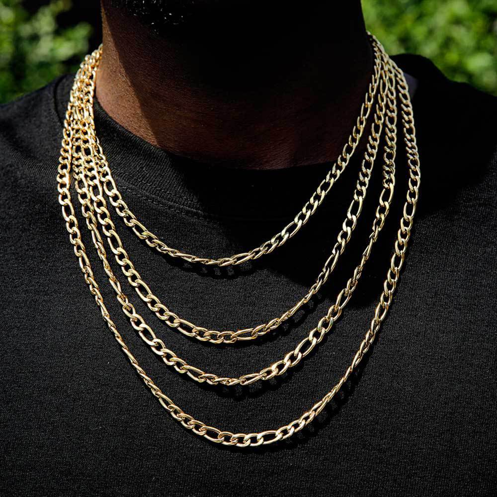 Stainless Steel Figaro Chain Titanium Steel 18K Gold Plating Hip Hop Men's Necklace