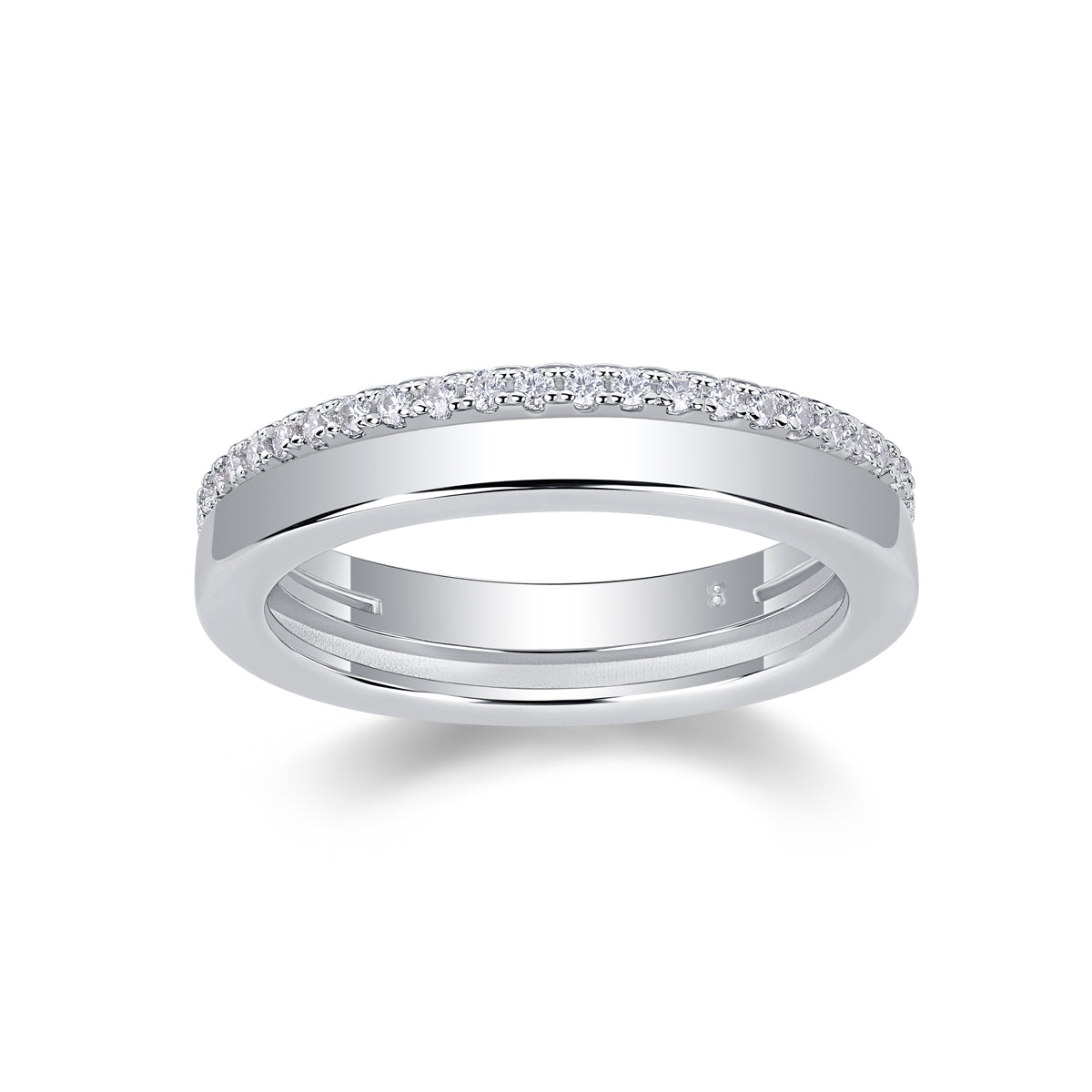 Double Ring Shadow - A Fashionable And Luxurious Jewelry Piece Set With Moissanite S925 Sterling Silver And Platinum-plated Diamond