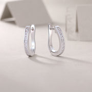 Touch Tenderness Hoop Earrings — Princess-Cut Moissanite & Platinum-Plated Sterling Silver