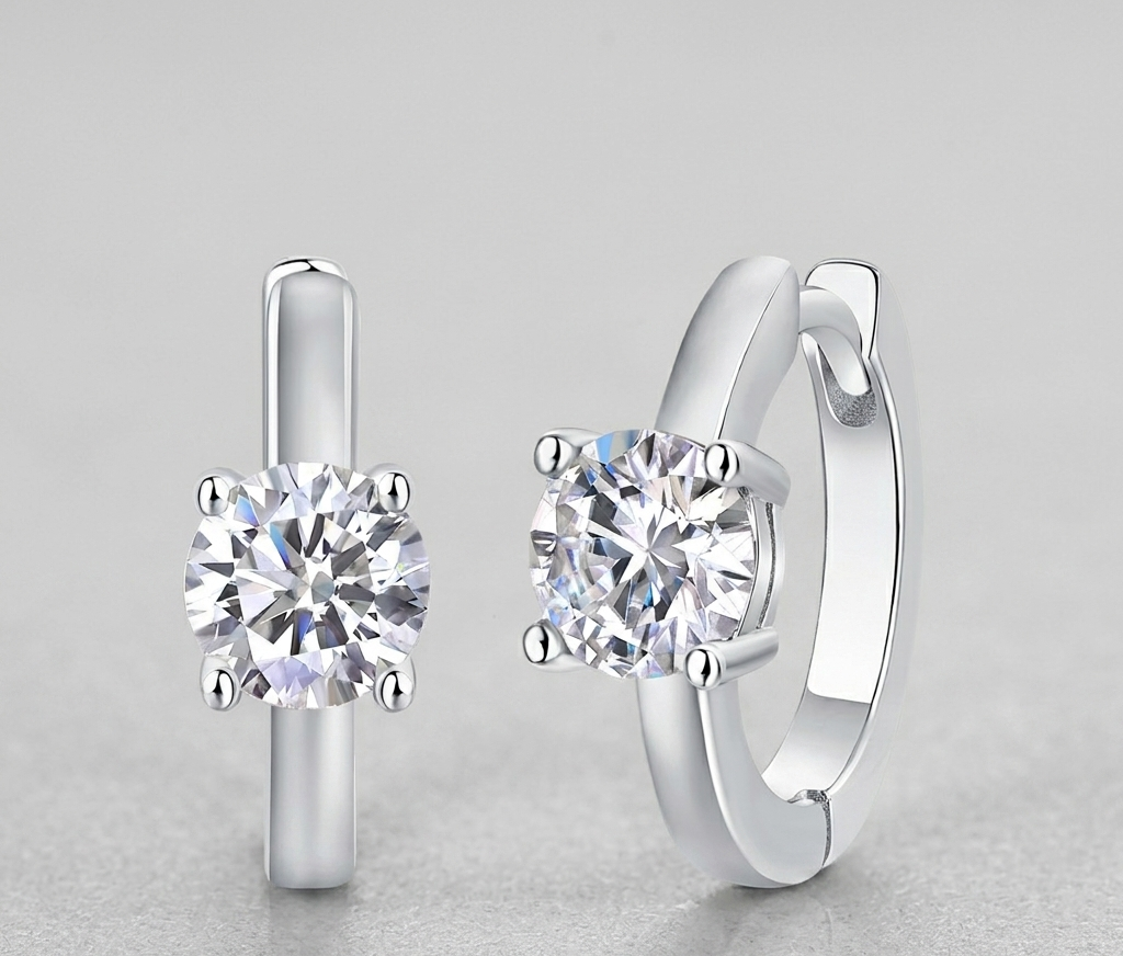 Set Out To The Heart Of Luxury Fashion Diamond Earrings Stud Mossan Diamond Silver Ornaments