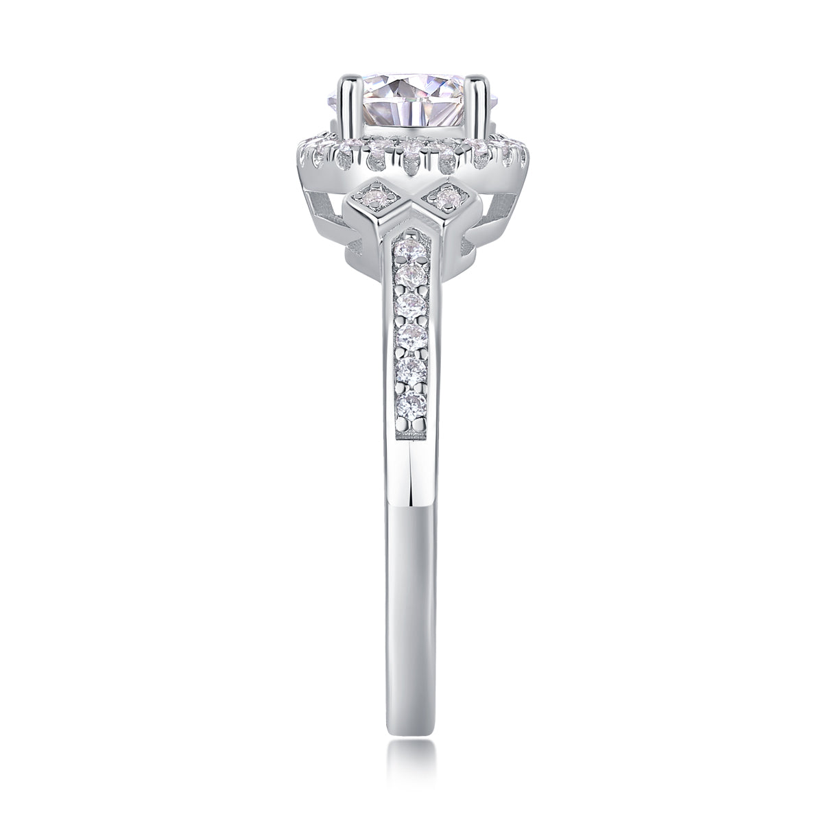 Lighthouse Large Diamond Ring Luxury Fashion Set Moissanite Silver Ring
