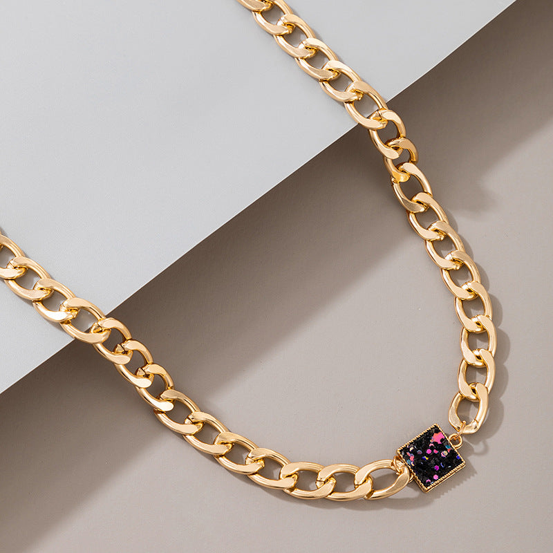 Punk Thick Chain Single Layer Gold Women's Necklace