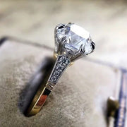 Hand Jewelry Brass Plated Two Tone Zircon Women's Ring