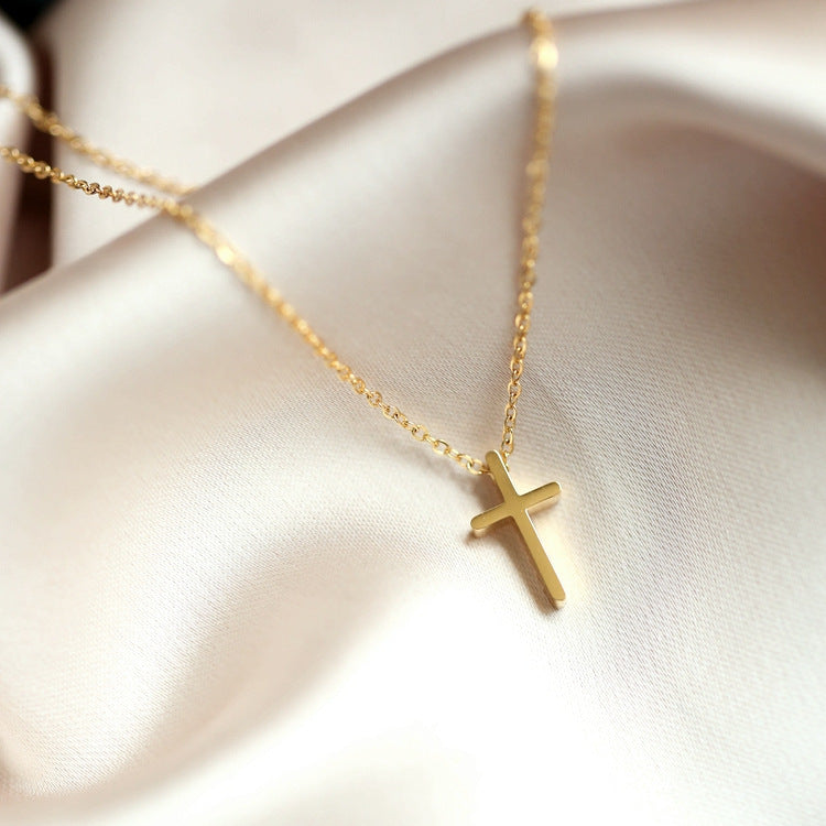Cross Necklace Light Luxury Minority Titanium Steel Gold Clavicle Chain
