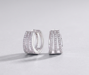Human March Luxury Fashion Diamond Earrings Stud Inlaid With Mosan Diamond Silver Jewelry