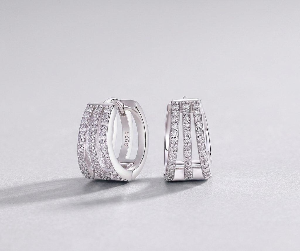 Human March Luxury Fashion Diamond Earrings Stud Inlaid With Mosan Diamond Silver Jewelry