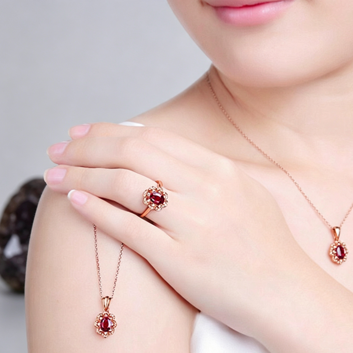 Hot silver ring engagement ring high-end ruby ring rose gold ring jewelry