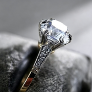 Hand Jewelry Brass Plated Two Tone Zircon Women's Ring