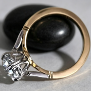 Hand Jewelry Brass Plated Two Tone Zircon Women's Ring
