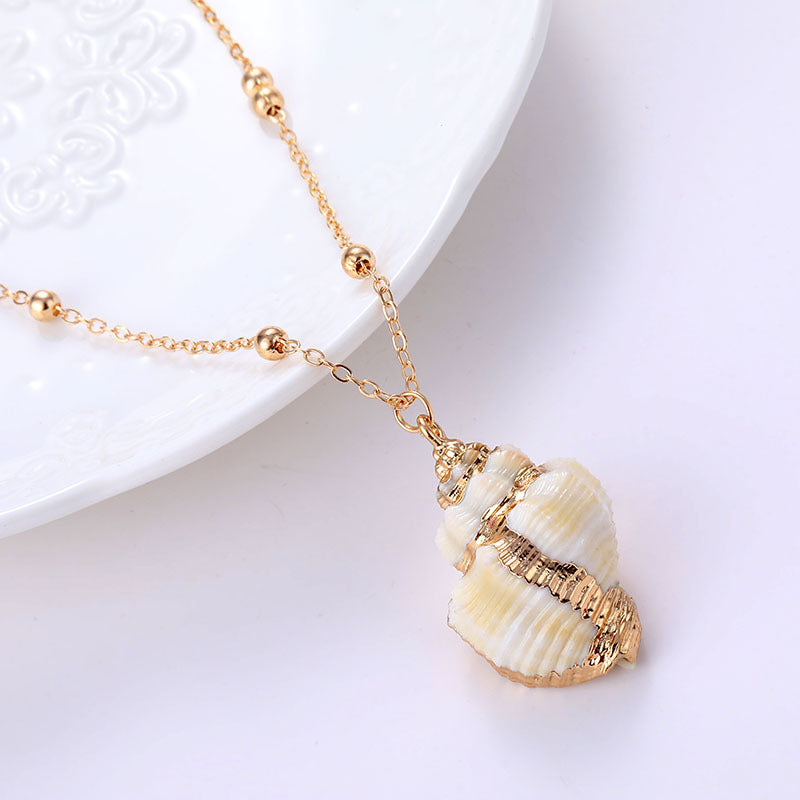Women's Beach Shell Gold-plated Pendant Conch Necklace