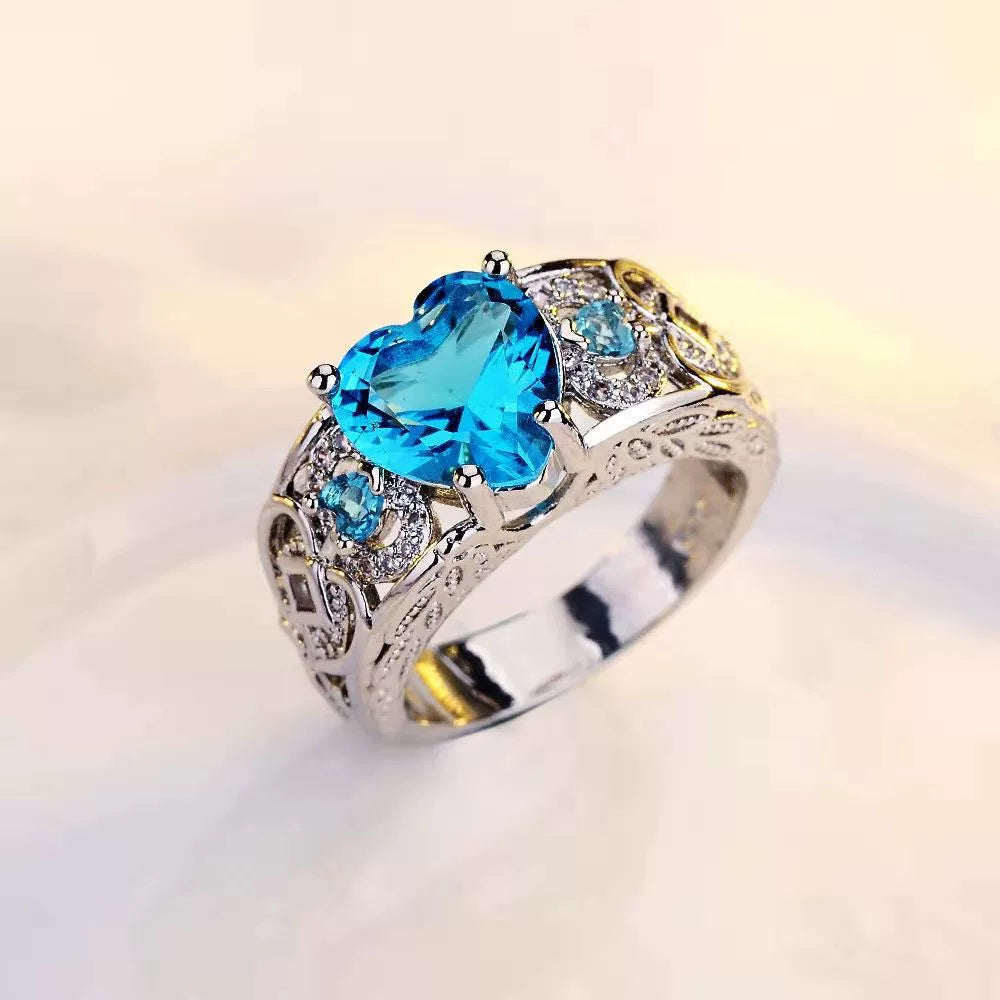 Beauty Princess ring heart-shaped ruby engagement ring