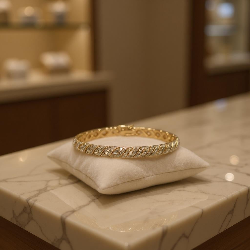 Designer Bracelets – 14K Yellow Gold Plated with 0.07 CTW Diamonds – Elephant, Twisty & Petal Styles