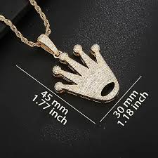 Stylish Men’s Yellow Gold Plated Iced Out Royalty Crown Necklace – 24"