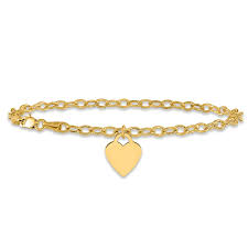 10K Solid Yellow Gold Designer Love Lock Charm Bracelet – 10"