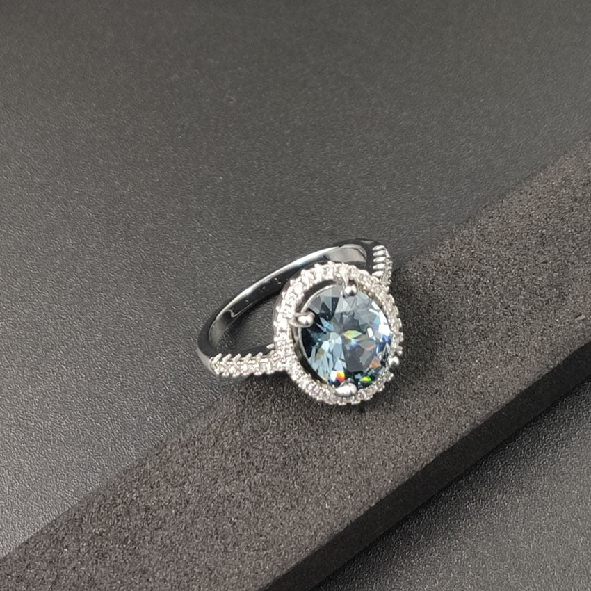 Luxury Zircon Round Ring Full Of Diamonds Ring Engagement Wedding First Ornament