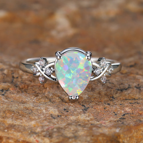 Drop-shaped Inlaid Diamond Flower Ring
