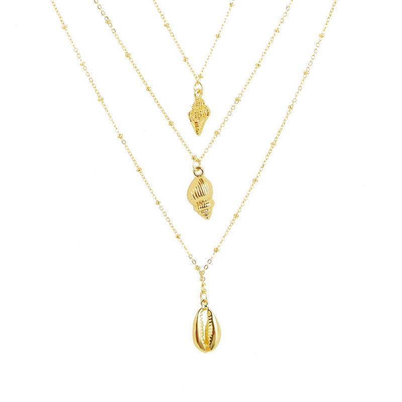 Bohemian Multilayer Necklace Double Gold Lock Heart Necklace