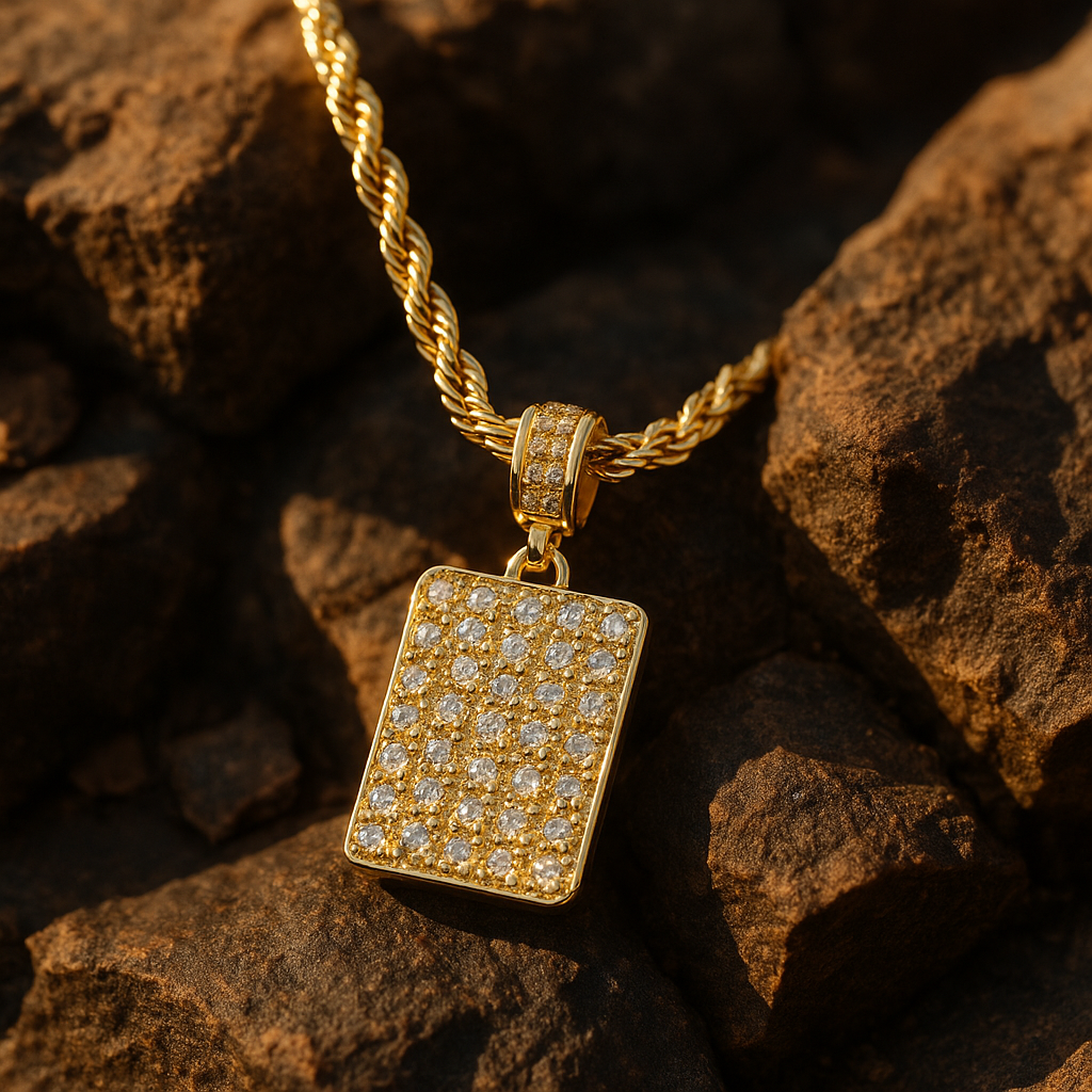 Gold Plated Iced Out Gold Nugget Necklace