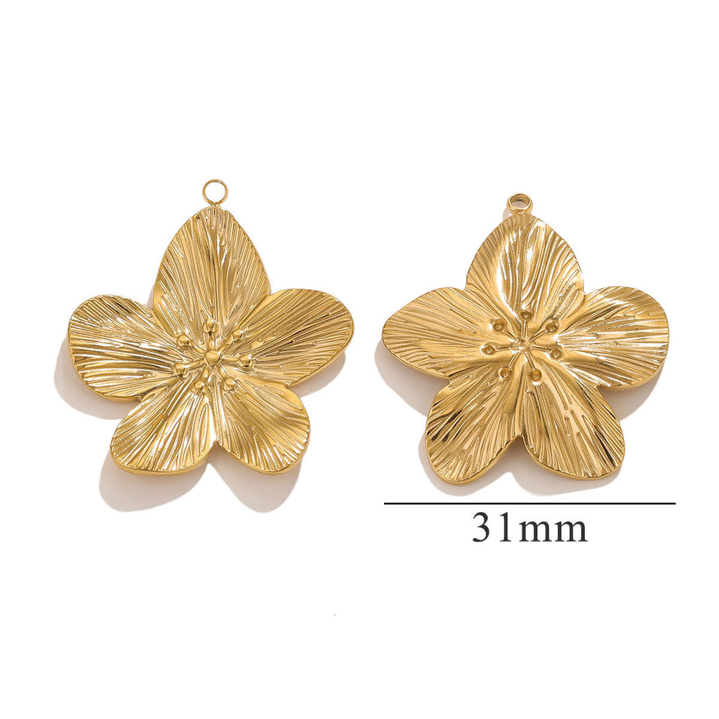 Vintage Gold Stainless Steel DIY Flower Pendant Advanced Design Necklace Earring Pendant