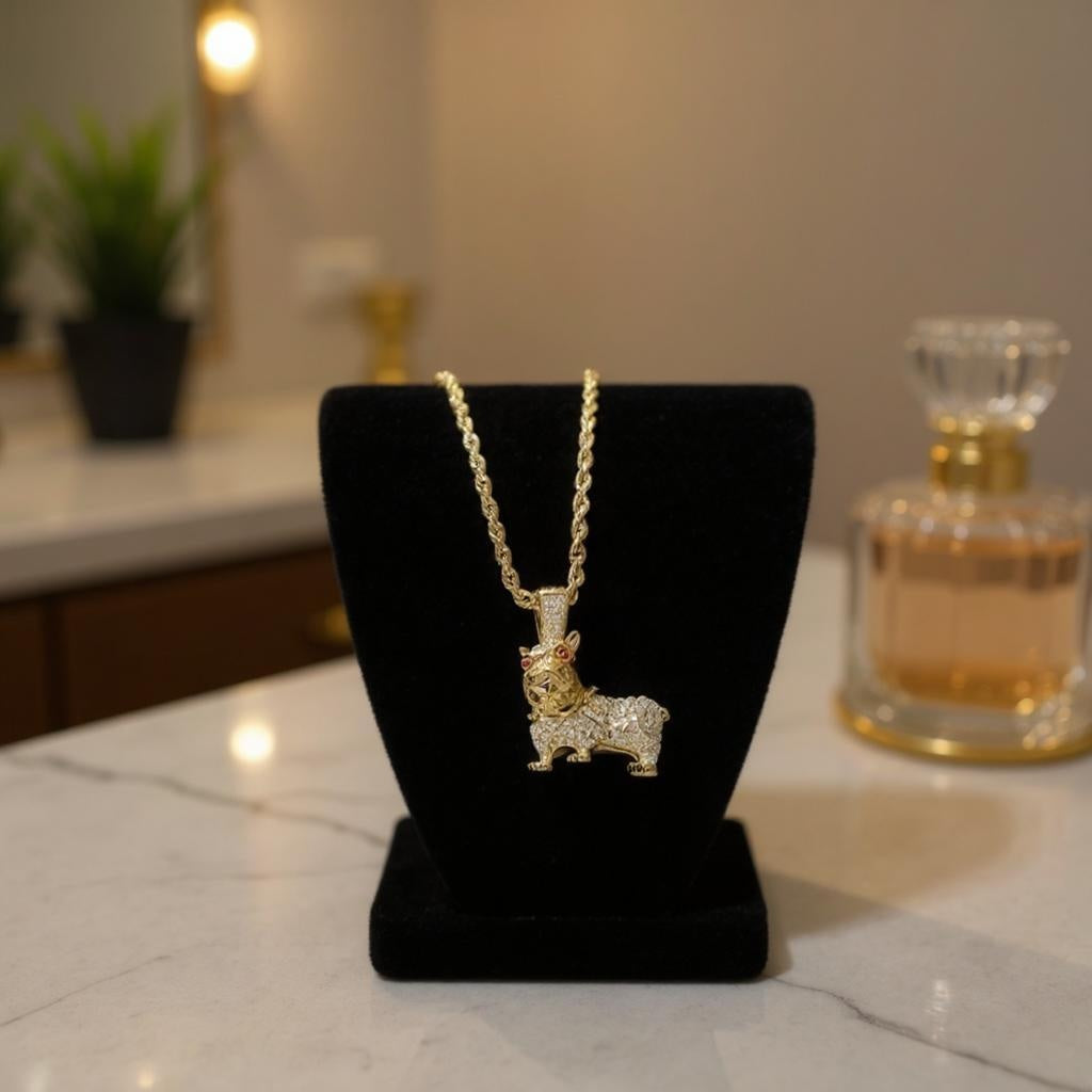 Iced Out French Bulldog Necklace