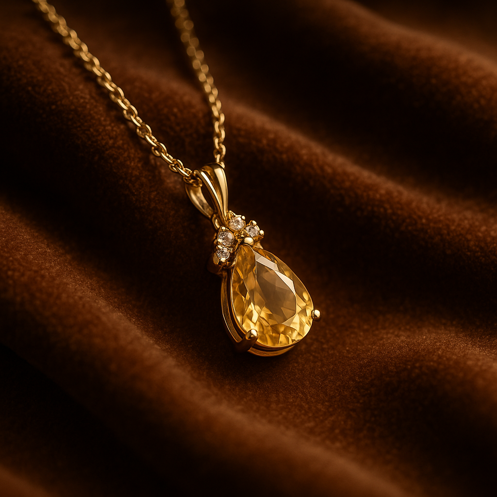 18K Yellow Gold Over Sterling Silver Citrine & Diamond Necklace