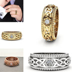 14k Plated White Diamond Ring Hollow Pattern Wedding Ring