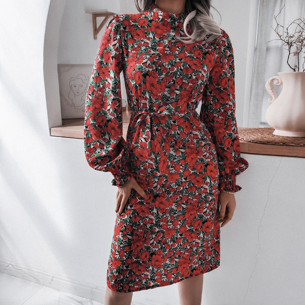Roxy - Collar Floral Long Sleeve Dress