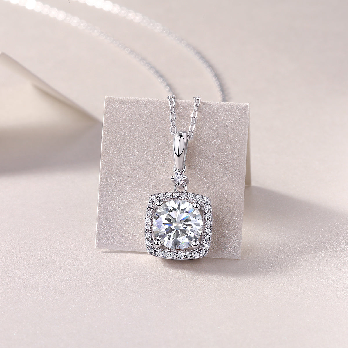 Innocent Mary Luxury Fashion Diamond Pendant Necklace Set With Mosan Diamond Silver Ornaments