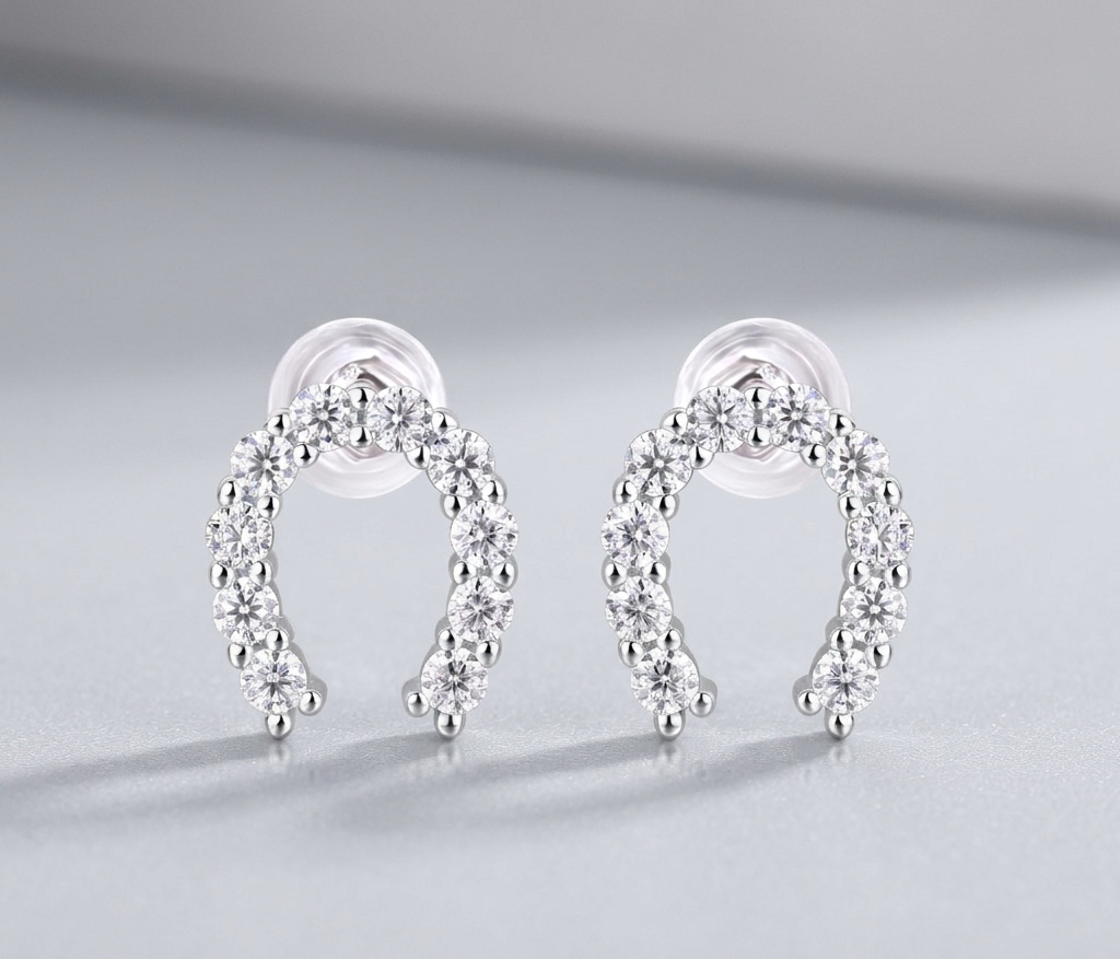 Keep Happiness Diamond Set Moissanite Silver Earrings Luxury Fashion Diamond Earrings Stud Earrings