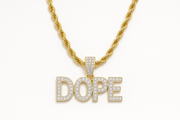 Generated image of DOPE necklace with white decorations and white background
