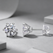 Quiet Luxury Fashion Diamond Earrings Stud Set With Mosan Diamond Silver Ornaments