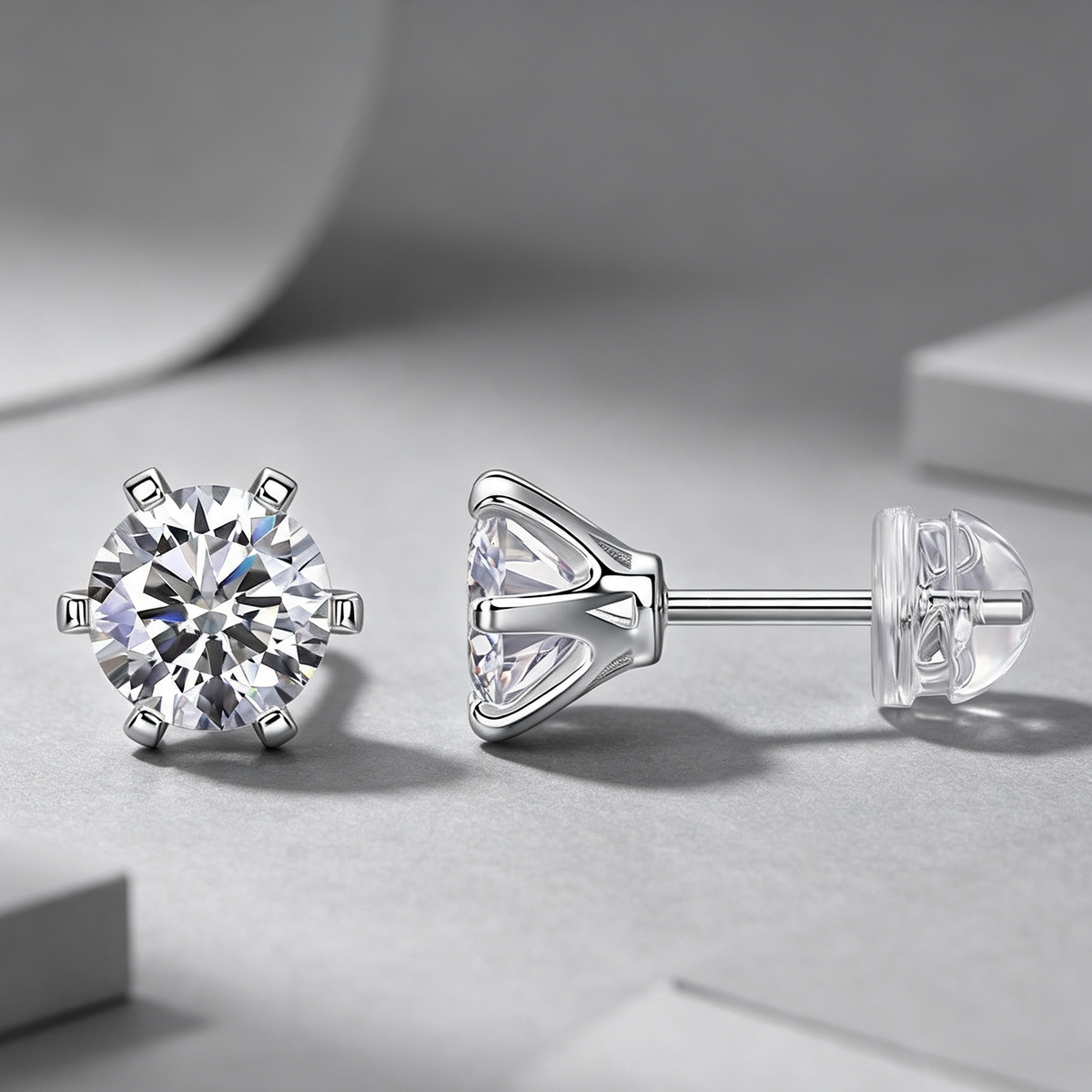 Quiet Luxury Fashion Diamond Earrings Stud Set With Mosan Diamond Silver Ornaments