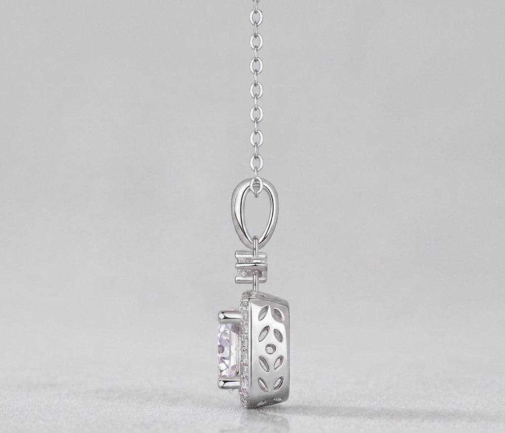 Innocent Mary Luxury Fashion Diamond Pendant Necklace Set With Mosan Diamond Silver Ornaments