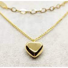 Beautiful Women’s 18K Yellow Gold Over Stainless Steel Pure of Heart Necklace – 17" Double Layered
