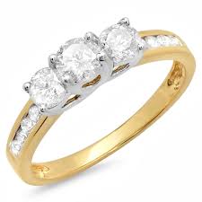 Beautiful Womens 14K Yellow Gold Over Sterling Silver 0.25 CTW Diamond Size 7 Designer Ring
