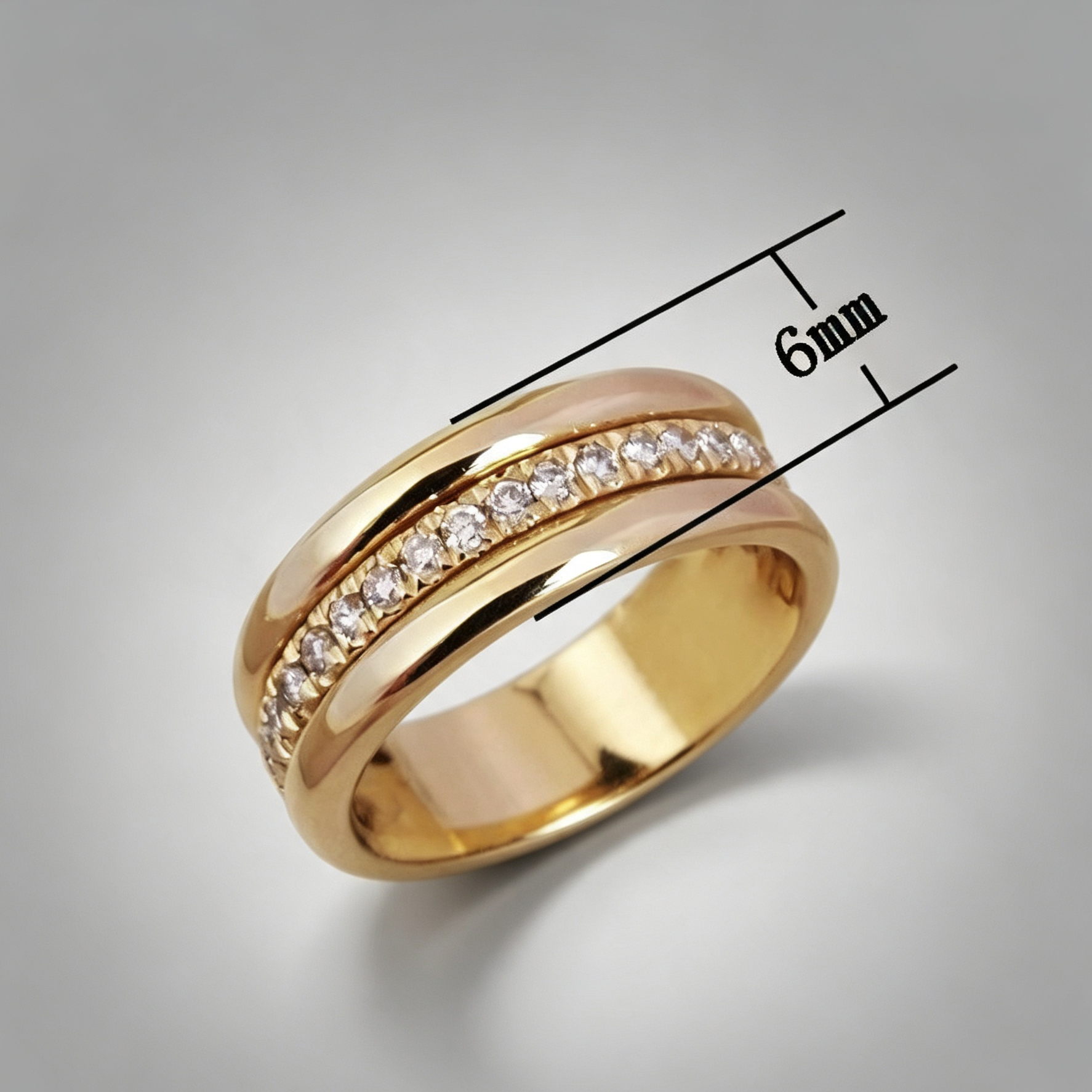 Simple Golden Sliver Rhinestones Ring Copper Plated RIngs Fashion Jewellery