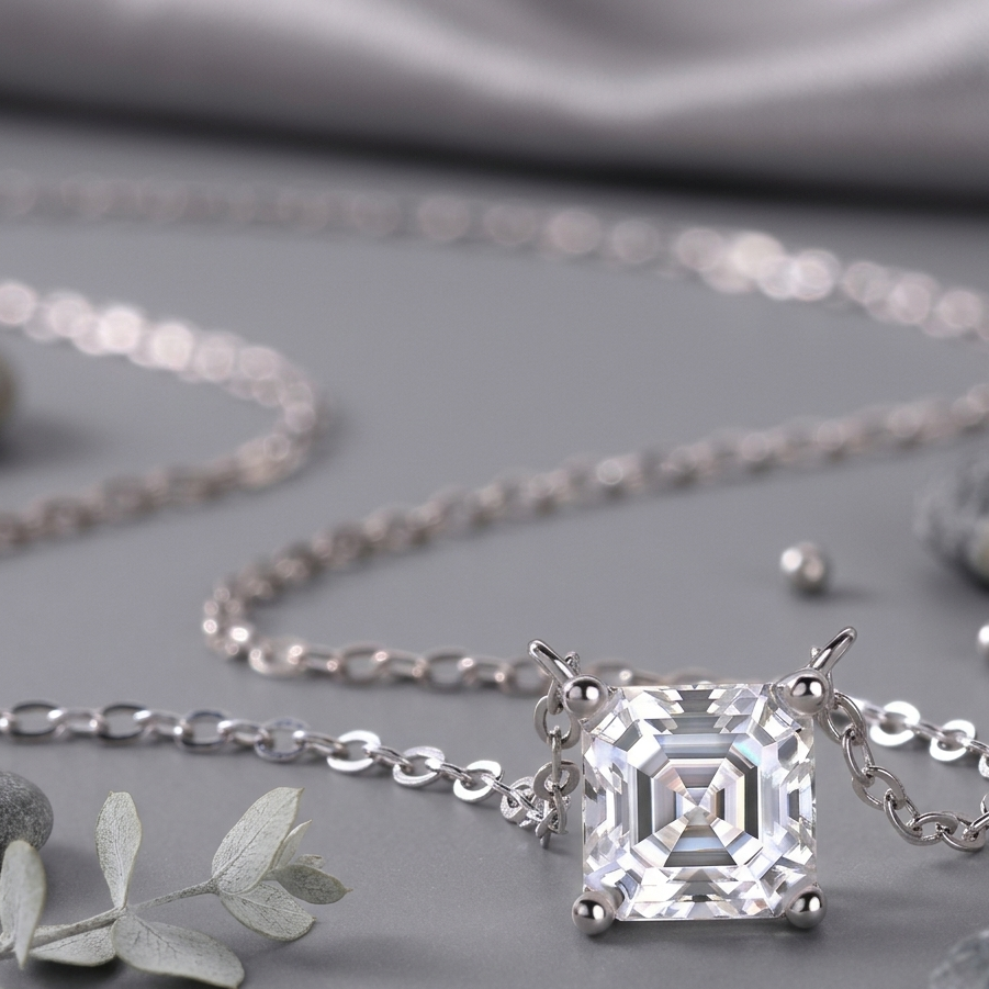 Eternal - A Fashionable And Luxurious Diamond Jewelry Pendant Set With Square Moissanite S925 Sterling Silver