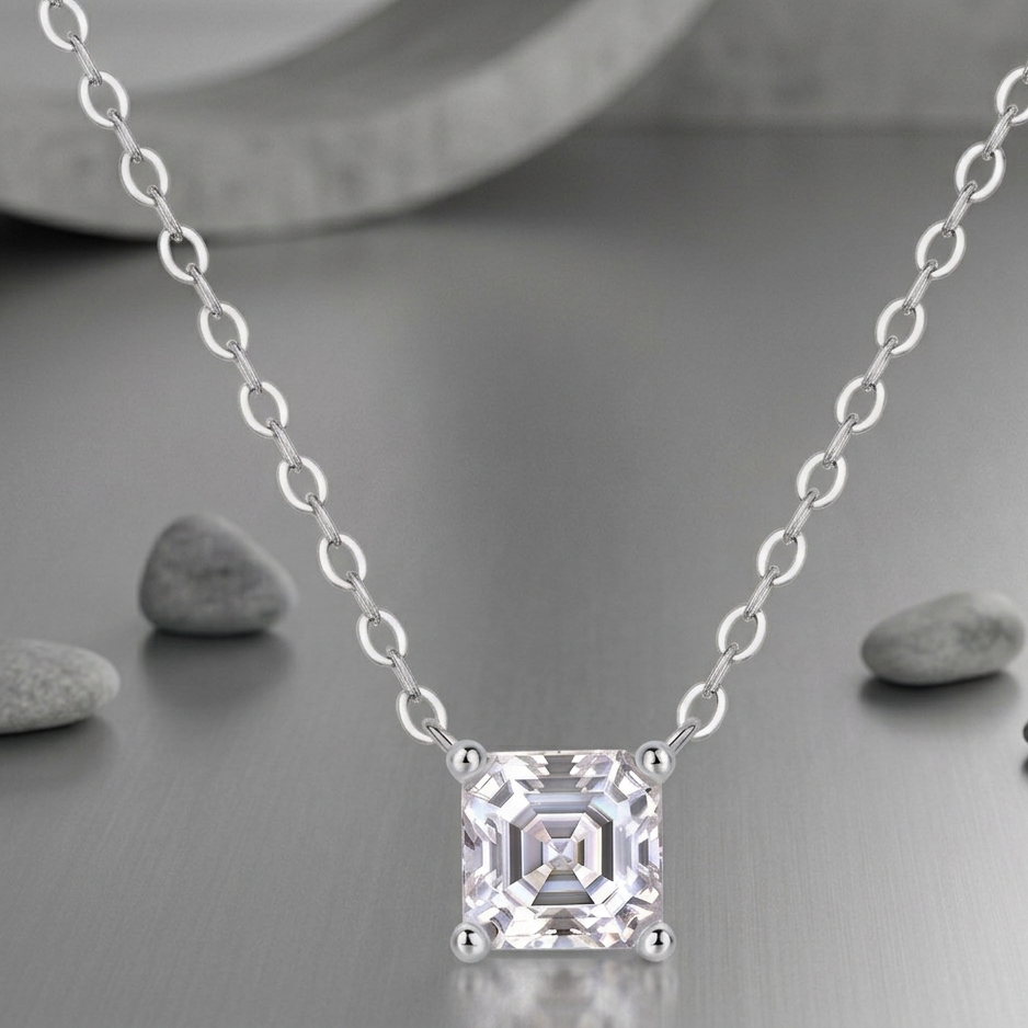 Eternal - A Fashionable And Luxurious Diamond Jewelry Pendant Set With Square Moissanite S925 Sterling Silver
