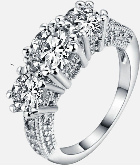 European and American ring engagement ring inlaid zircon ring jewelry