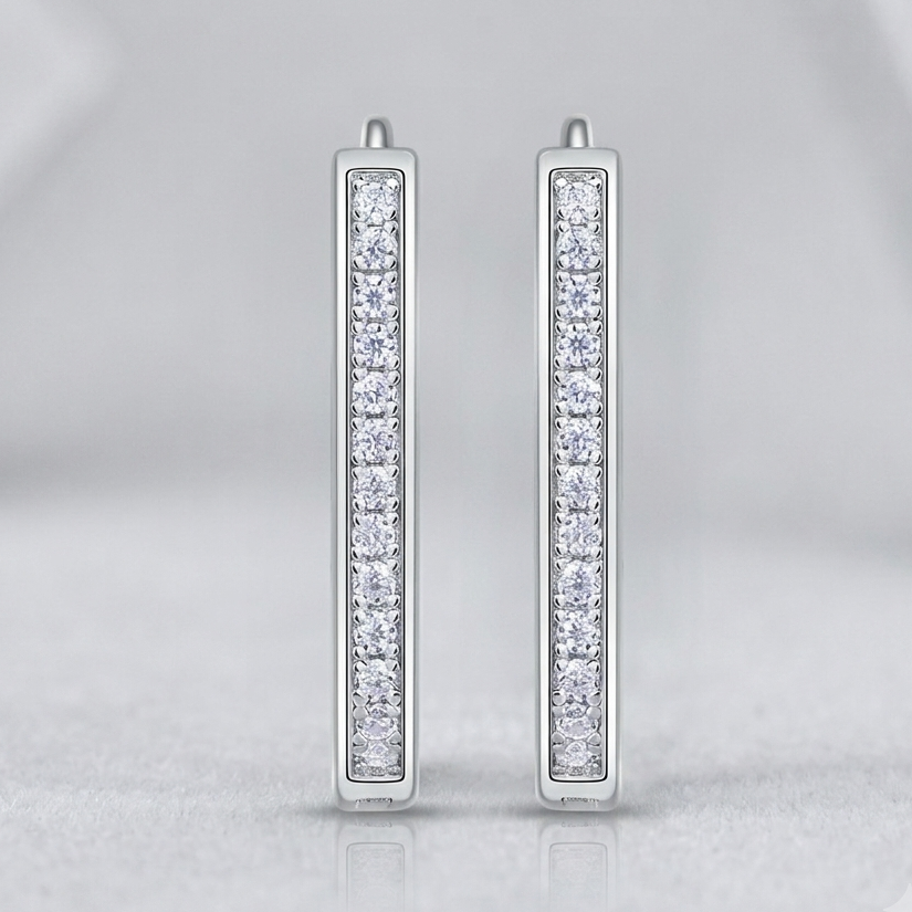 Reincarnation Hoop Earrings — Moissanite & Platinum-Plated Sterling Silver
