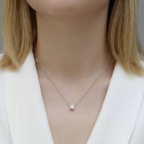Eternal - A Fashionable And Luxurious Diamond Jewelry Pendant Set With Square Moissanite S925 Sterling Silver