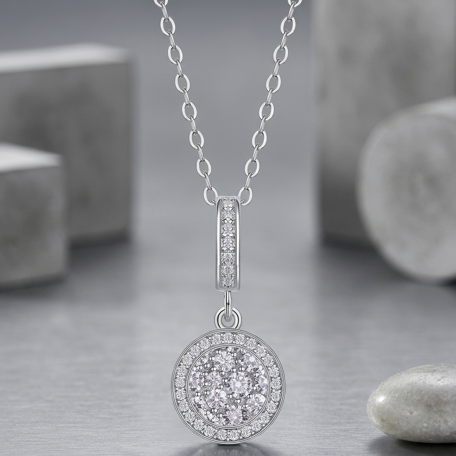 Double Ring Combination - A Fashionable And Luxurious Diamond Jewelry Piece Set With Moissanite S925 Sterling Silver And Platinum-plated Pendant