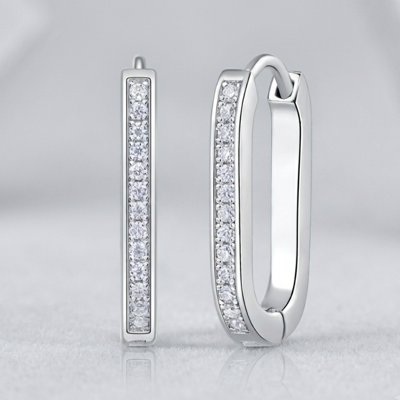 Reincarnation Hoop Earrings — Moissanite & Platinum-Plated Sterling Silver