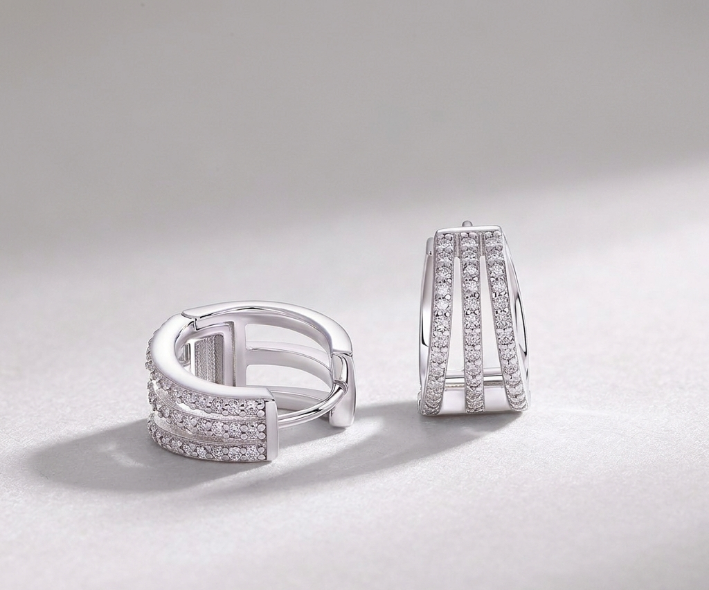 Human March Luxury Fashion Diamond Earrings Stud Inlaid With Mosan Diamond Silver Jewelry
