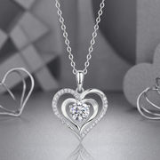 Heart-to-heart Connection - A Fashionable And Luxurious Diamond Jewelry Pendant Set With 1-carat Moissan Diamond S925 Sterling Silver And Platinum Plating