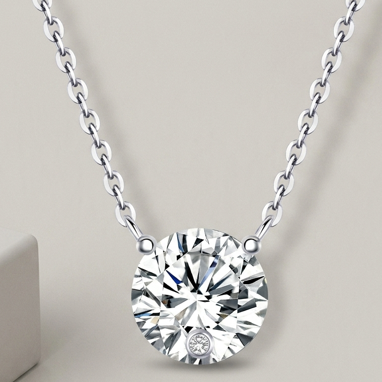 Love Of Time Solitaire Pendant — 2-Carat Moissanite & Platinum-Plated Sterling Silver