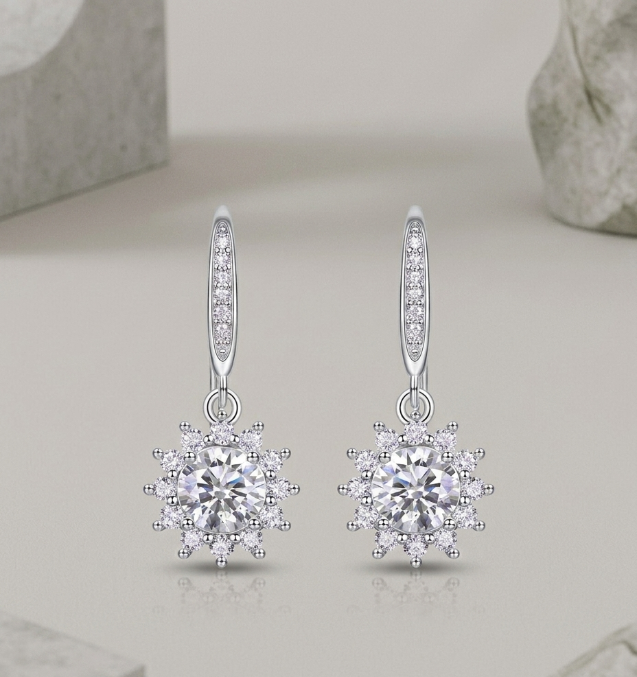 Qingcheng - A Fashionable And Luxurious Diamond Jewelry Accessory Set With Half-carat Moissan Diamond S925 Sterling Silver And Platinum-plated Stud Earrings